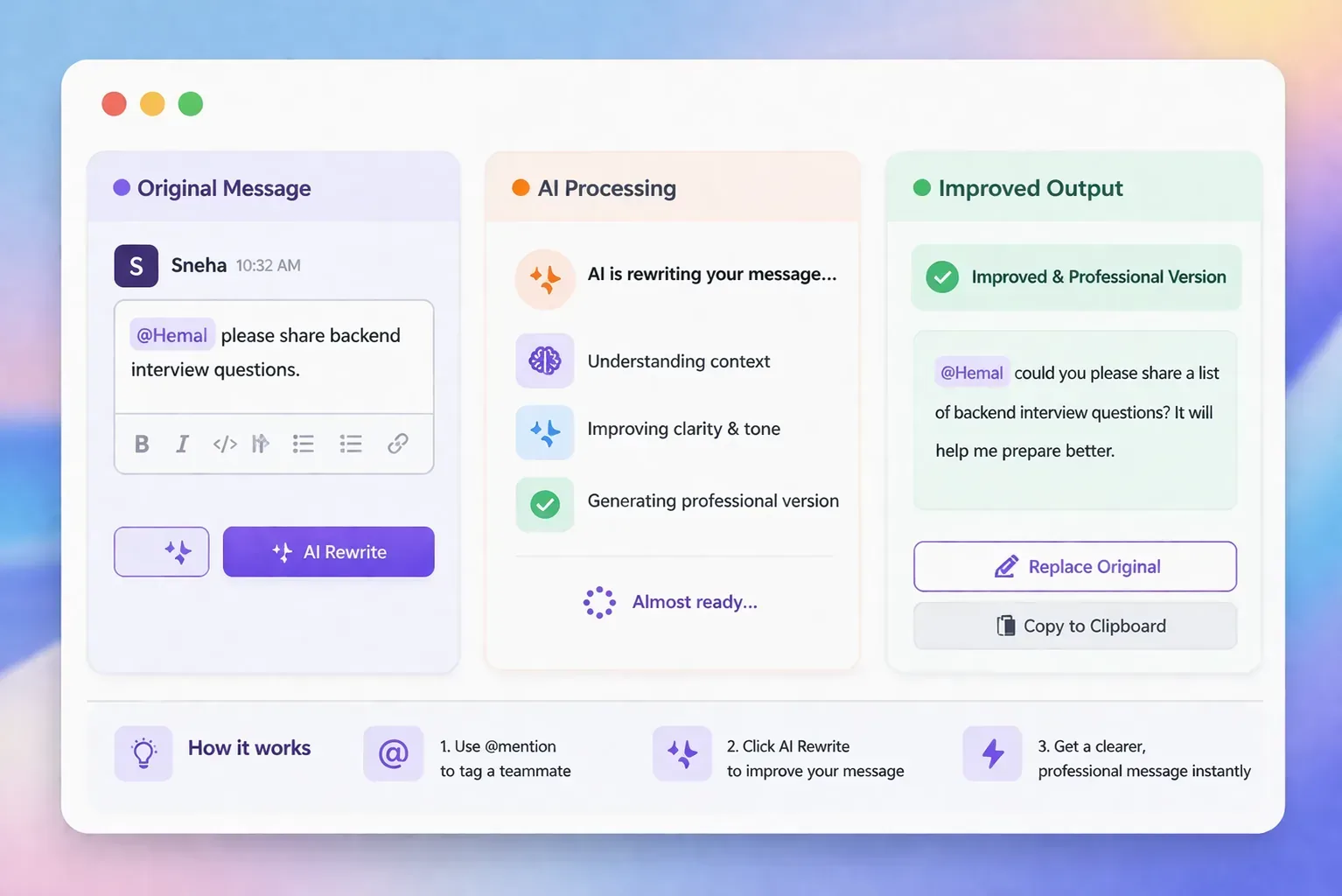 Colleagues using the built-in AI assistant in MyLumo